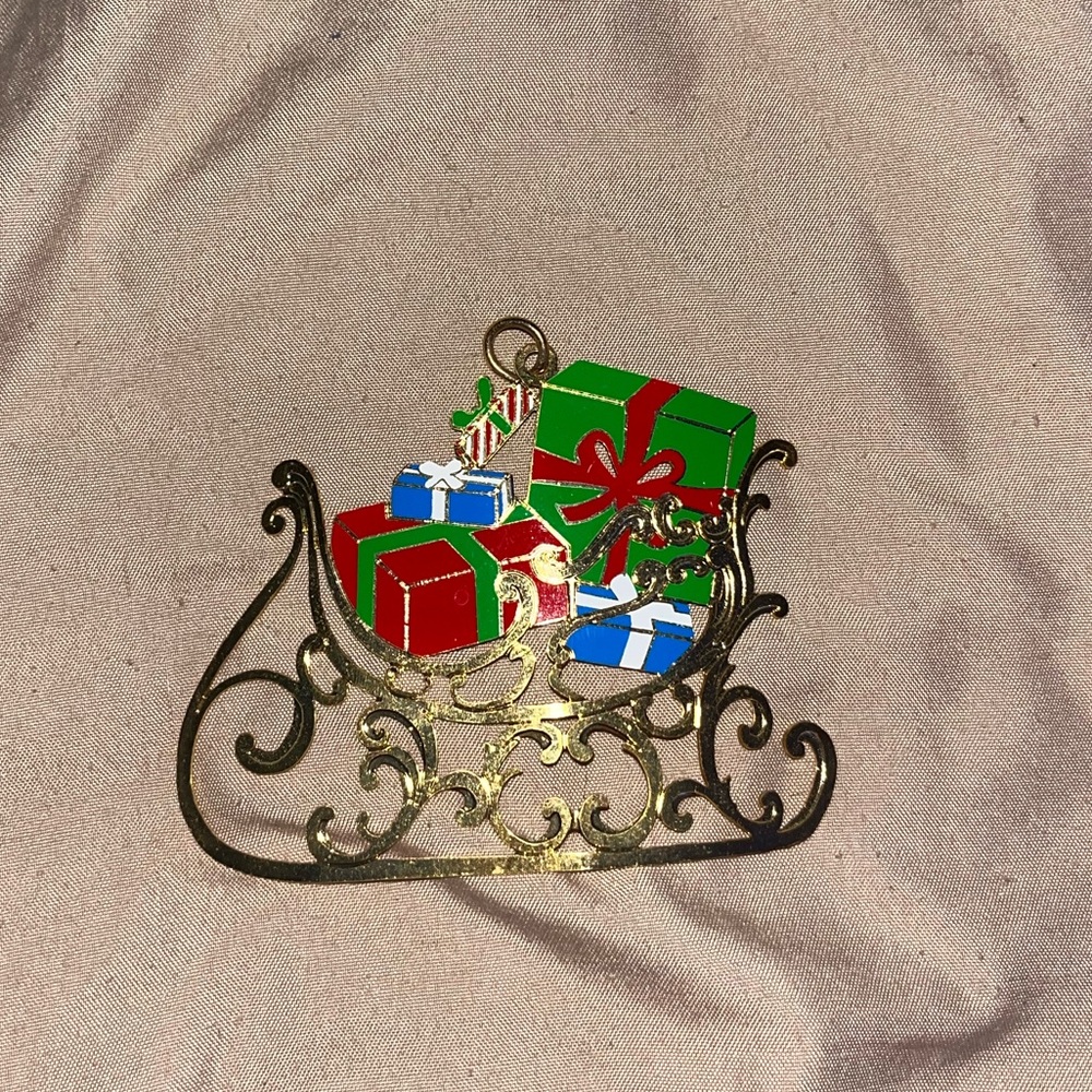 Reed & Barton Colors of Christmas Sleigh Ornament | 24k Gold | In Box